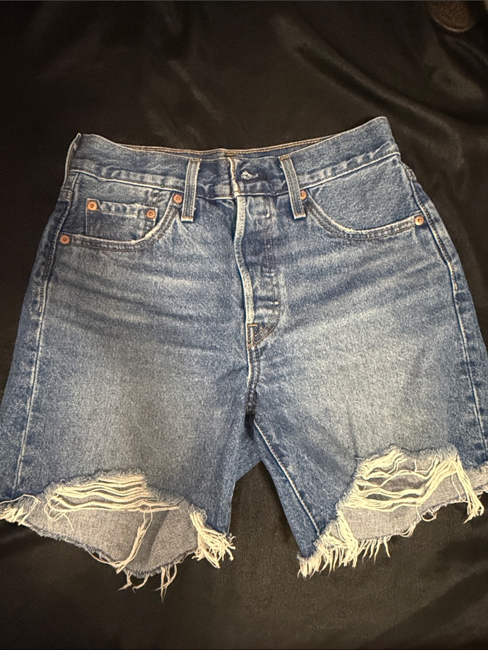 Levi's Distressed Denim Cutoff Shorts - Blue